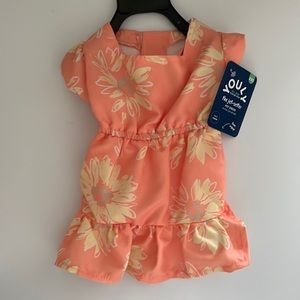YOULY Sketched Floral Dog Dress Orange Multi XXS